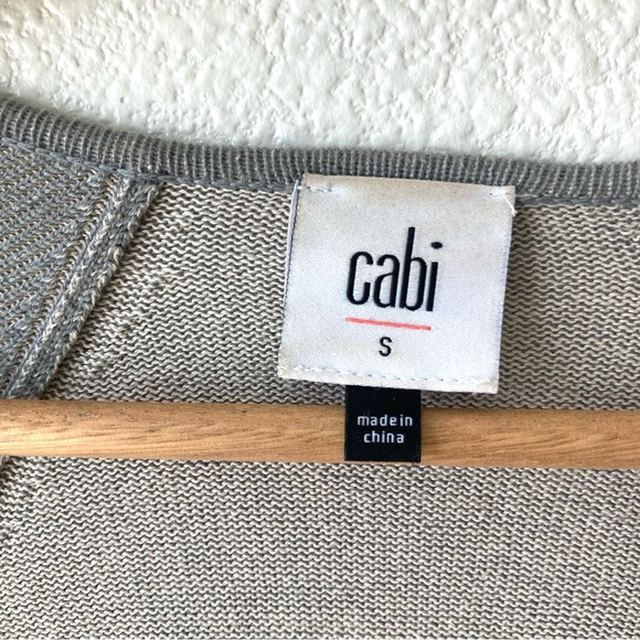 CAbi Cardigan Sweater Open Front Small Gray Cotton Ribbed Hem Minimalist - Picture 16 of 16